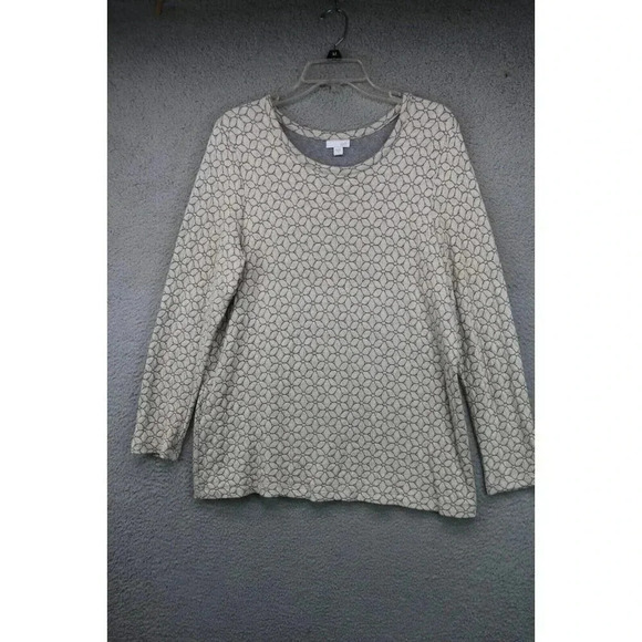 J. Jill Long Sleeve Floral Tunic-Size Medium-Ivory and Gray - Picture 1 of 10